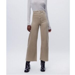 Zara Marine Straight Jeans Tan Denim Size 4 Wide Leg High Waisted